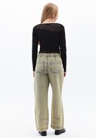 Women Sand Beige Mid Rise Baggy Fit Pants