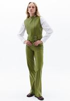 Orta Bel Vegan Deri Flare Pantolon