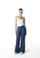 Bayan Mavi Orta Bel Wide-Leg Pantolon ( TENCEL™ )