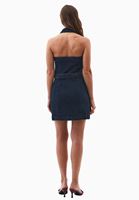 Bayan Mavi Kemer Detaylı Denim Elbise