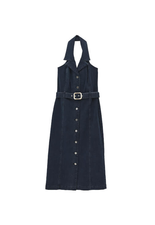 Kemerli Denim Elbise ve Babet Kombini