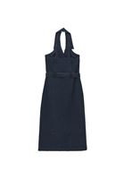 Bayan Mavi Kemerli Uzun Denim Elbise