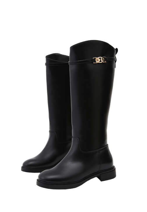 Siyah Tokalı Binici Çizmesi