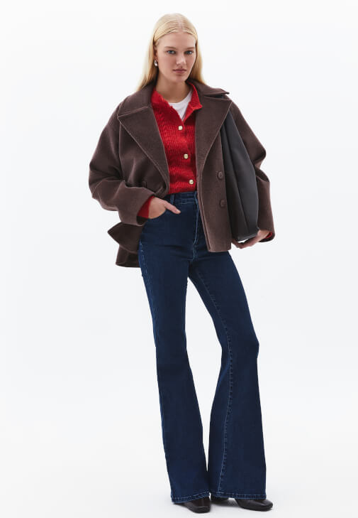 Lacivert Ultra Yüksek Bel Flare Pantolon