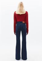 Bayan Lacivert Ultra Yüksek Bel Flare Pantolon