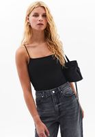Women Black Modal Strappy Tank Top