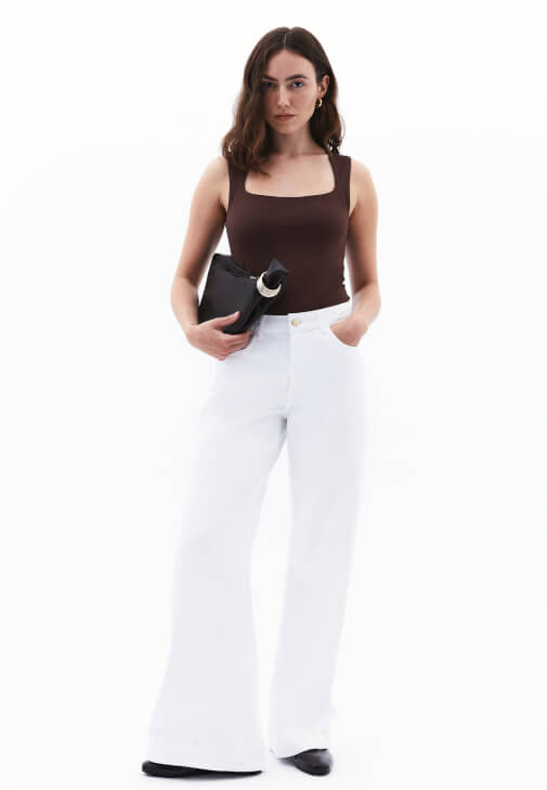 Modal Atlet ve Wide-Leg Pantolon Kombini