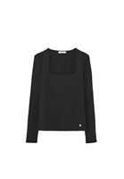 Bayan Siyah Modal Kare Yaka Tişört