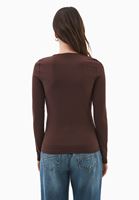 Bayan Kahverengi Modal Kare Yaka Tişört