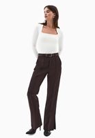 Bayan Krem Modal Kare Yaka Tişört