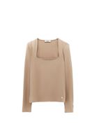 Bayan Bej Modal Kare Yaka Tişört