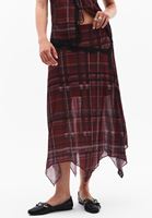 Bayan Çok Renkli Dantel Detaylı Ekose Etek