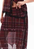 Bayan Çok Renkli Dantel Detaylı Ekose Etek