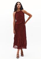 Bayan Bordo Yüksek Bel Midi Etek