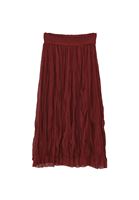 Bayan Bordo Yüksek Bel Midi Etek