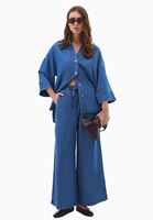 Bayan Mavi Çıtçıtlı Denim Gömlek (TENCEL™ )