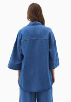 Bayan Mavi Çıtçıtlı Denim Gömlek (TENCEL™ )