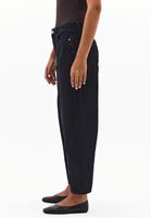 Women Black Mid Waist Barrel-Fit Jeans