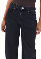 Women Black Mid Waist Barrel-Fit Jeans