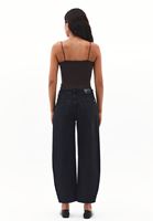 Women Black Mid Waist Barrel-Fit Jeans