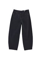 Women Black Mid Waist Barrel-Fit Jeans