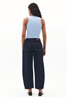 Bayan Lacivert Orta Bel Barrel-Fit Pantolon