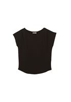 Bayan Siyah Modal Bot Yaka Tişört 