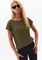 Bayan Yeşil Modal Bot Yaka Tişört 