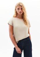 Bayan Bej Modal Bot Yaka Tişört 