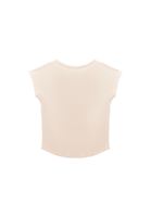 Bayan Bej Modal Bot Yaka Tişört 