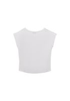 Bayan Beyaz Modal Bot Yaka Tişört 