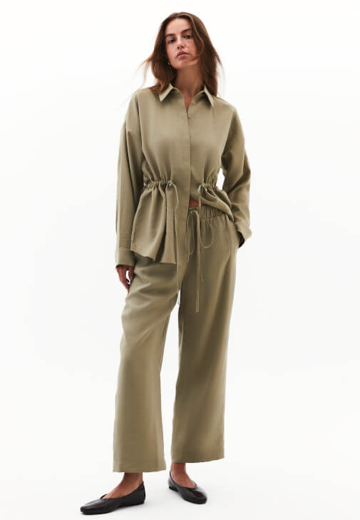 Yeşil Modal Straight-Fit Pantolon