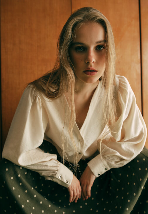 Krem Modal Balon Kollu Gömlek