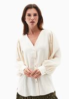 Bayan Krem Modal Balon Kollu Gömlek