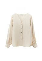 Bayan Krem Modal Balon Kollu Gömlek