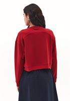 Bayan Kırmızı Modal Crop Sweatshirt