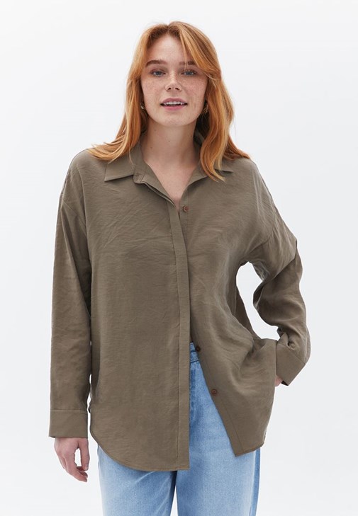 Gri Oversize Gömlek ( MODAL )