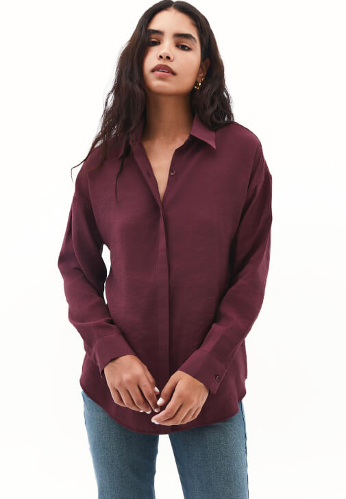 Modal Gömlek ve Bol Paça Denim Kombini