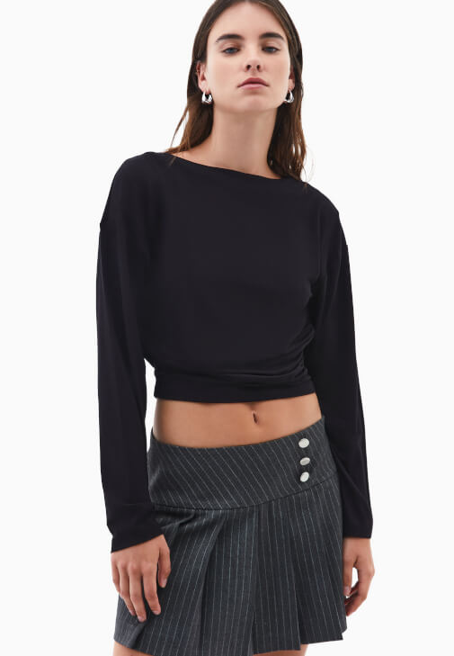  Modal Büzgü Detaylı Tişört