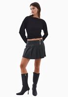 Bayan Siyah Modal Büzgü Detaylı Tişört