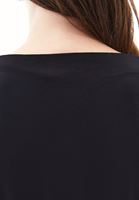 Bayan Siyah Modal Büzgü Detaylı Tişört