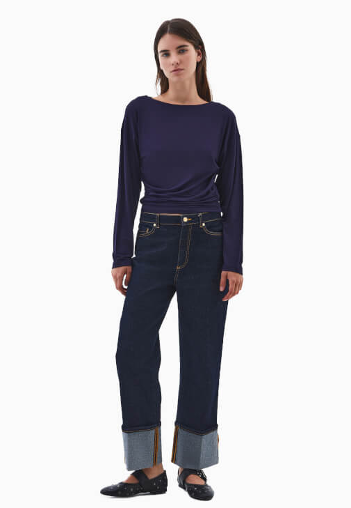 Büzgülü Modal Tişört ve Pantolon Kombini