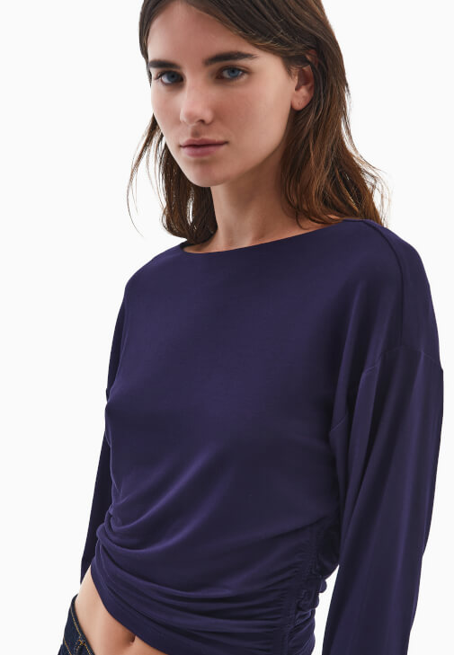 Büzgülü Modal Tişört ve Pantolon Kombini