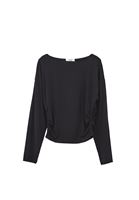 Bayan Siyah Modal Büzgü Detaylı Tişört