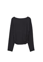 Bayan Siyah Modal Büzgü Detaylı Tişört