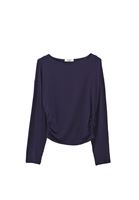 Bayan Lacivert Modal Büzgü Detaylı Tişört