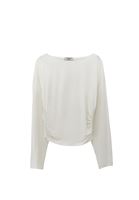 Bayan Krem Modal Büzgü Detaylı Tişört