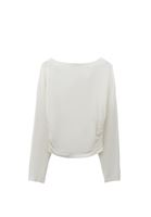 Bayan Krem Modal Büzgü Detaylı Tişört