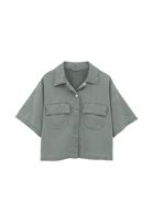 Bayan Yeşil Cepli Oversize Gömlek ( TENCEL™ )