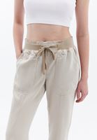 Bayan Bej  Orta Bel Jogger Pantolon ( TENCEL™ )
